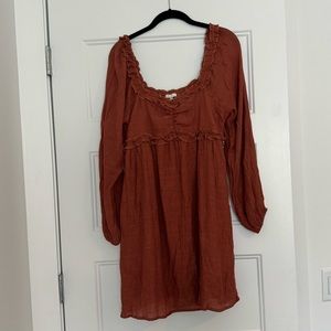 Meridian Ruffle Mini Dress- Baltic Born, Baevely- Terracotta- Medium